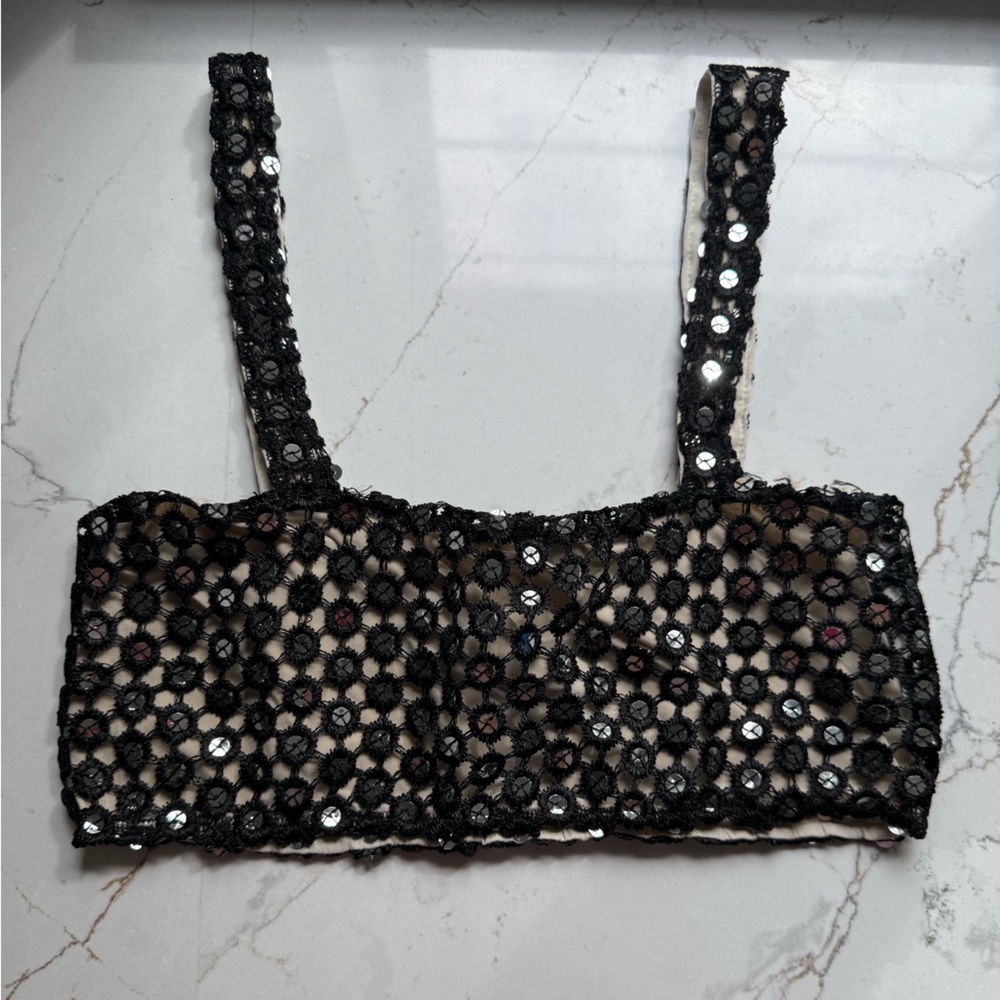 Free People Black Sequin Mini Top